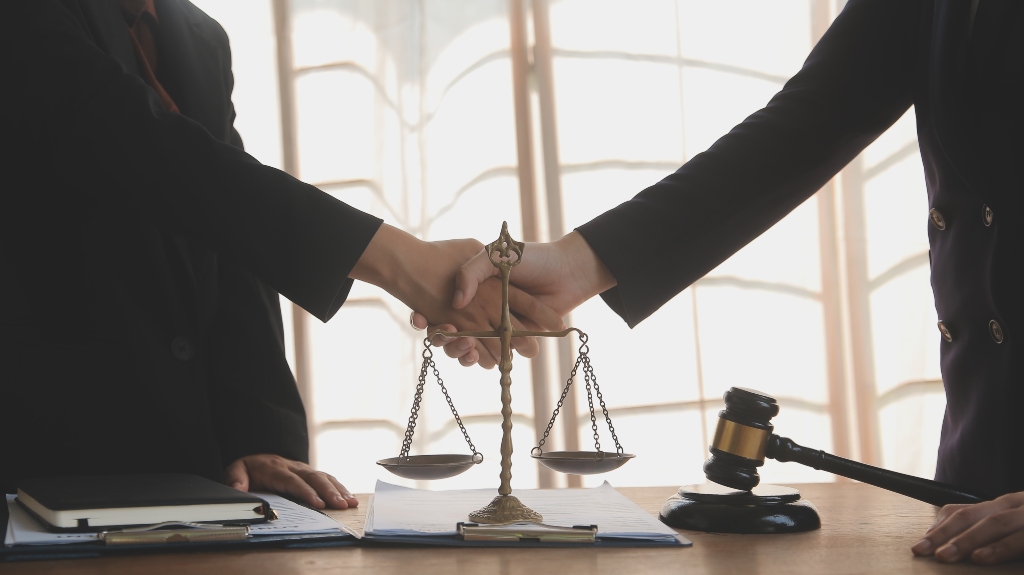 Lawyer shaking hands with a client