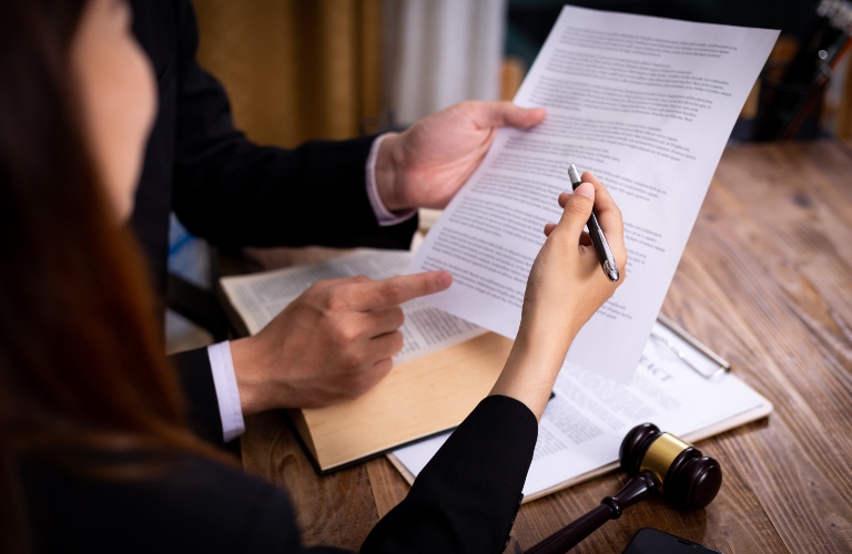 client and lawyer review documents