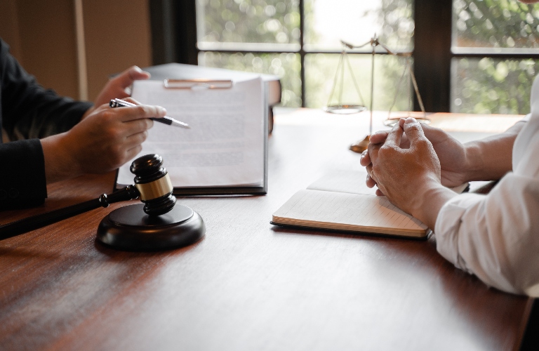 Lawyer is consulting client